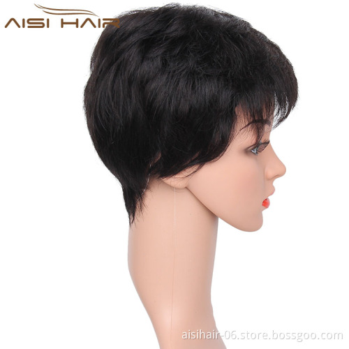 Aisi Hair Top Quality Short Straight Indian Human Hair Wigs Short Pixie Cut Human Hair Wigs For Women